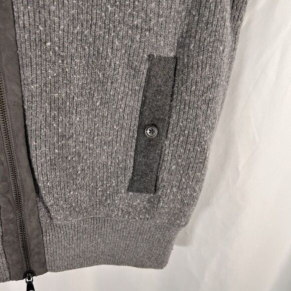 Express Wool Blend Vest Men's Large Grey Full Zip Button Pockets Satin Lining - Picture 3 of 8